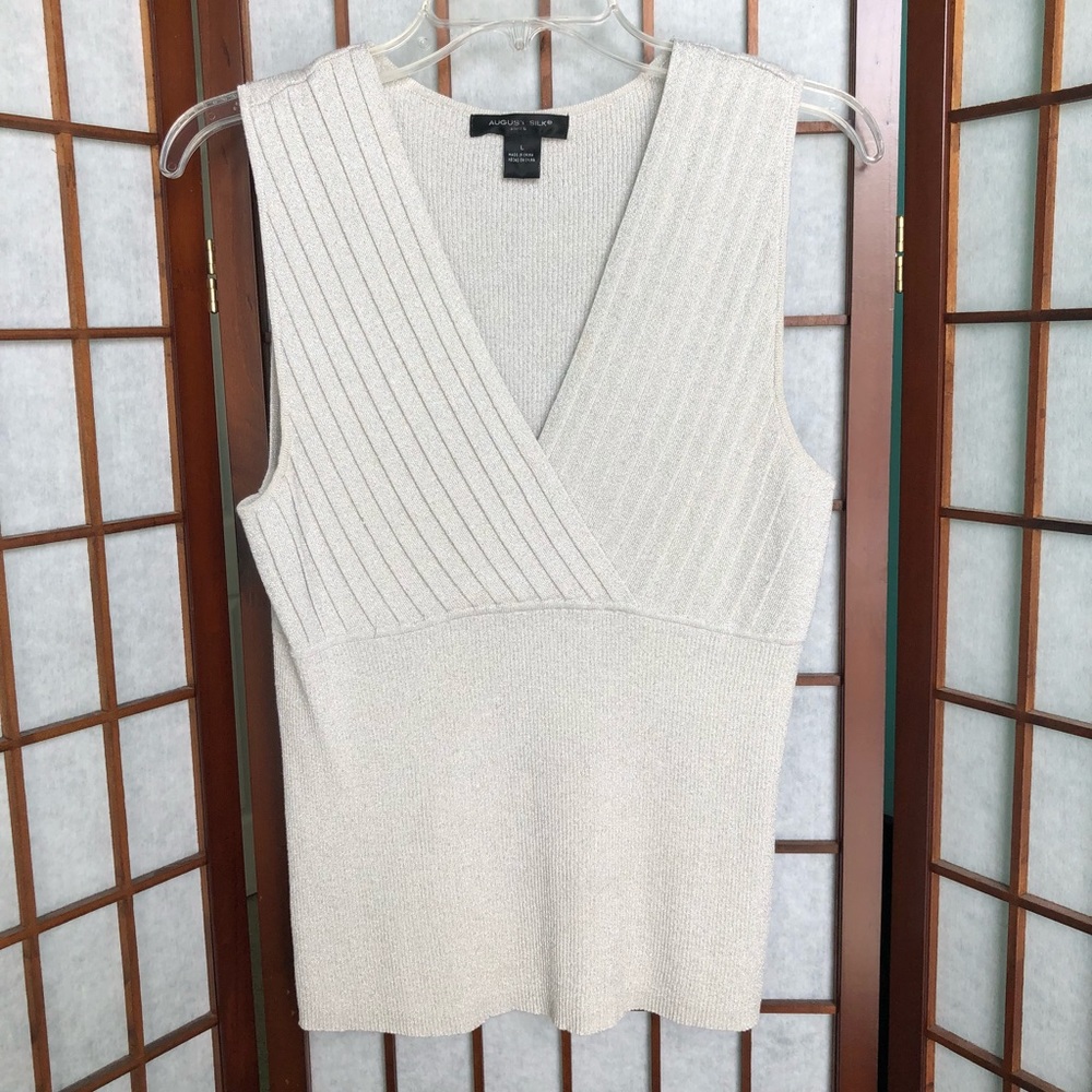 Sparkly Gray V Neck Top